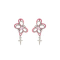 Pink Butterfly Silver Sword Novelty Long Dangle Earrings view 5