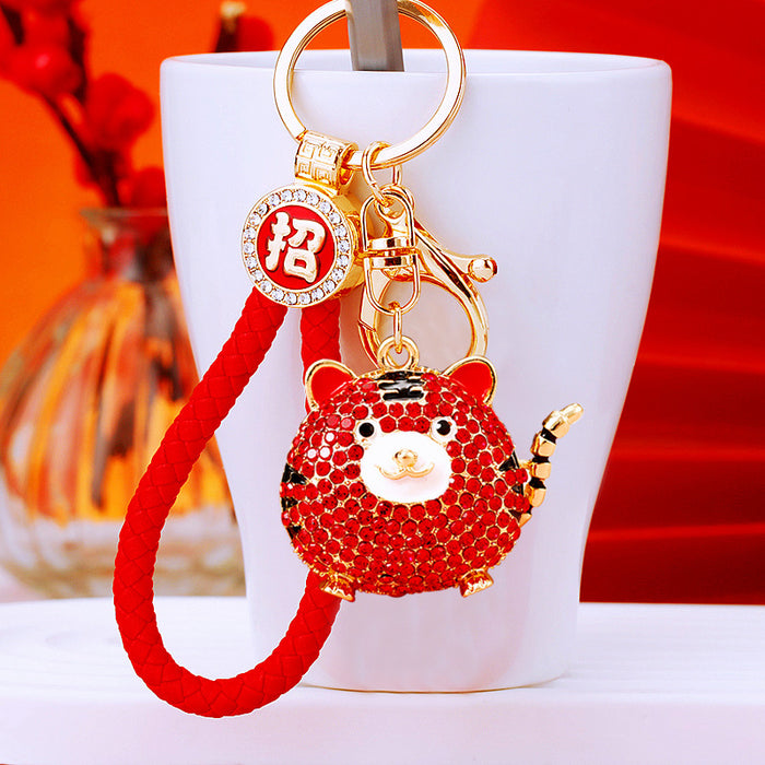 Crystal Baby Tiger Keychains with Matching Fortune Cord Sets
