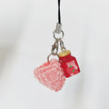 Flocked Raspberry and Strawberry Jam Bottle Phone Strap Charms view 3