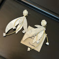 White Rose and Translucent Petal Cascade Stud Earrings view 4