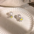 Pearl Look Daisy Flower Double Sided Stud Earrings view 4