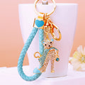 High Heel Cat Keychains in Pink Blue and Purple with Braided Loops view 4