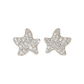Silver Tone Pavé Star Stud Earrings In Two Silhouettes view 5