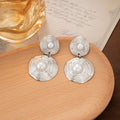 Pearl Look Concentric Round Long Dangle Stud Earrings view 3