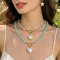 Colorful Round Bead Necklaces With Four Gold Tone Pendant Shapes view 4