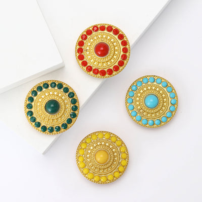 Round Beaded Medallion Brooch in Four Bright Colorways grouped product view