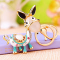 Jeweled Donkey Keychain with White Enamel and Red Leg Accents view 3