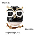 Enamel Owl Glasses Brooch Black Gold Glitter Branch Accent Pin view 6