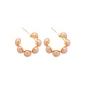 Pair of Metal Tone Champagne Pearl Cluster C-Shaped Stud Earrings view 5
