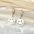 Gold and Silver Tone Open Smiley Face Huggie Drop Earrings view 3