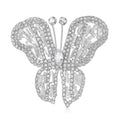 Large Crystal Butterfly Brooch in Pale Gold or Silver Tone view 5