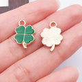Zinc Alloy Enamel Green Lucky Clover Charm Pendant for Irish Festival Bracelet Keychain Making