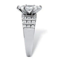 Silver Tone Marquise CZ Wide Band Ring with Side Stones view 3
