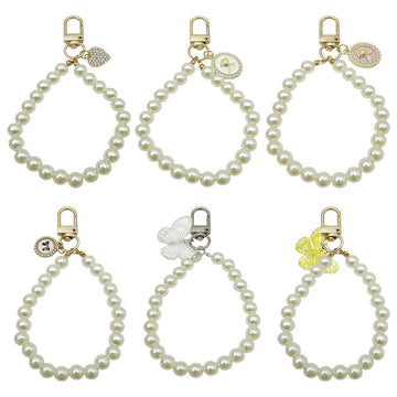 Pearl-Look Loop Butterfly and Rose Wristlet Keychains