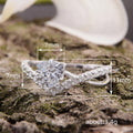 Silver Tone Double Band Triangle Center Clear Stone Ring view 5
