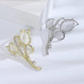 Cat Eye Tulip Brooch in Detailed Metal and Crystal Design view 3