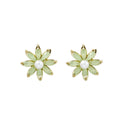Green and Blue Petal Pearl Look Flower Stud Earrings view 5
