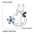White Board Cat Brooch Rhinestone Flower Bow Gold Silver view 6