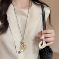 Black Cord Open Ring Pendant Necklace Gold or Silver view 1