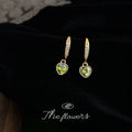 Gold Tone Clear Stone Bar And Lime Heart Drop Earrings For Women view 4
