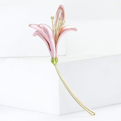 Lily brooch close-up petals and stamens