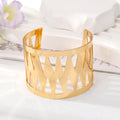 Gold Tone Wide Openwork Triangle Geometric Cuff Bracelet view 2