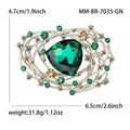 Openwork Nest Crystal Brooch Green and Purple Center Stone view 6