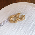 Gold Tone Textured C Hoop Earrings Four Styles With Decorative Metal Accents view 8