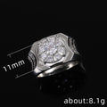 Silver Tone Mens Wide Band Clear Stone Cluster Ring view 5