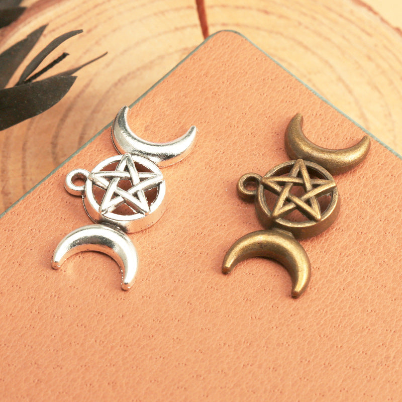 30x17mm Alloy Moon and Star Charm Pendant