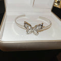 Clear Crystal Butterfly Open Cuff Bracelet In Silver Or Gold Tone view 6
