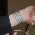 Wide Multirow Round Crystal Open Cuff In Gold Or Silver Tone view 4