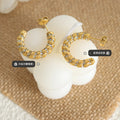 Twisted Ribbed Crystal Stud Hoop Earrings Gold And Steel Tones view 2
