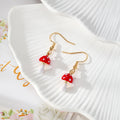Enamel Plant Dangle Earrings Gold Hooks Mushroom Cactus 5 Styles view 6