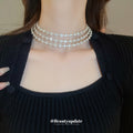 Triple Layer Crystal Rhinestone Bezel Choker Necklace view 4