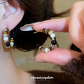 Brown Beaded Hoop and Drop Earrings Fashion Jewelry view 4