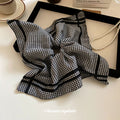 Black White Gingham Oversized Square Scarf Bow Ponytail Hair Tie view 4