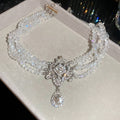 Crystal Bead Drop Pendant Choker And Clip Earrings view 7