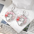 Gold and Silver Tone Abstract Face Pressed Flower Resin Hook Earrings view 4