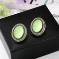 Gold Tone Chunky Transparent Faceted Oval Stud Earrings view 5