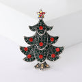 Enamel Christmas Tree Brooch in Detailed Metal and Crystal Design view 1