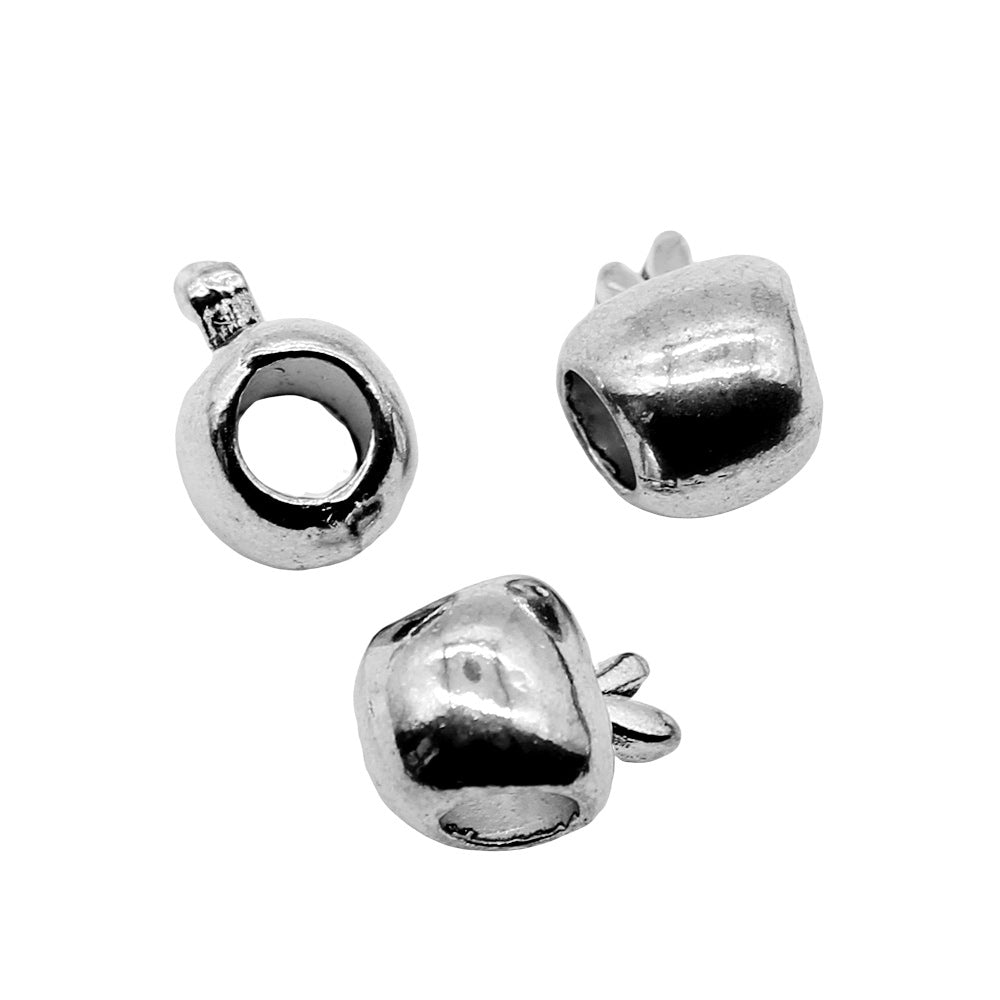 10x8x7mm 1.2g Antique Silver Zinc Alloy Apple Large Hole Beads for Bracelet DIY Jewelry Making