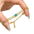 Lattice Mesh Green Halo Stone Bracelets Gold Silver view 5
