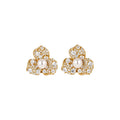 Crystal Flower Pearl Clip-On Stud Earrings with Polished Metal Details view 5