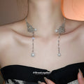 Silver Tone Pearl Wing Statement Necklace in Two Designs view 3