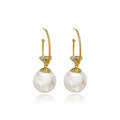 Gold Tone C Shape Pearl Like Drop Stud Earrings Statement Jewelry Pair view 1