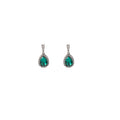 Green Teardrop Crystal Look Silver Tone Small Stud Earrings view 5
