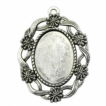 Floral Leaf Oval Cabochon Settings for Jewelry Making