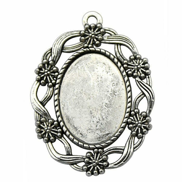 Floral Leaf Oval Cabochon Settings for Jewelry Making