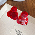 Blue And Red Translucent Disc Cluster Stud Earrings view 7
